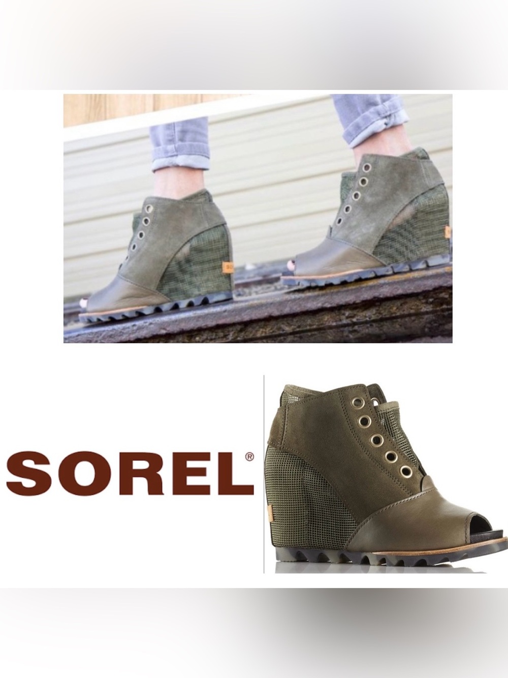 Sorel Joanie Mesh Wedge Peep-Toe Bootie